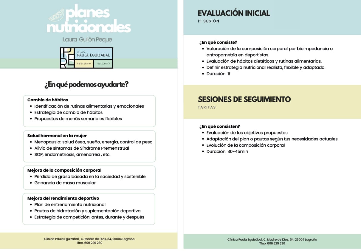 Servicios de dietética y nutrición en la clínica